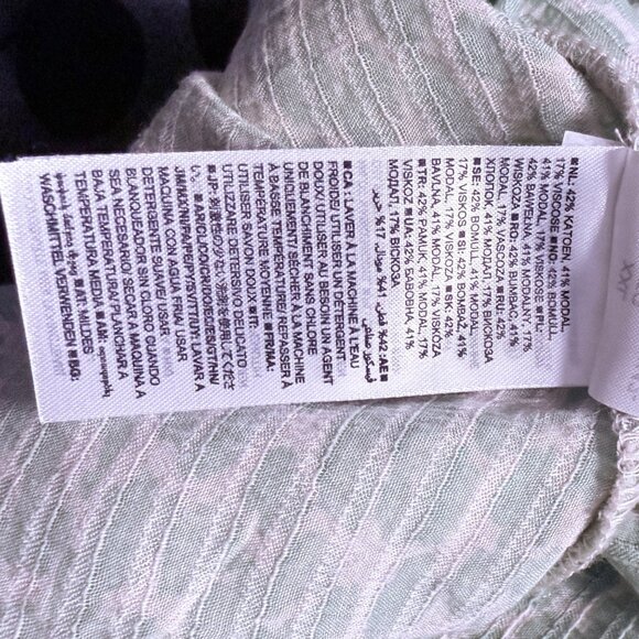 GAP women’s size XXL Mint Green Animal Print Boho Peasant Style Long Sleeve Top - Picture 7 of 12